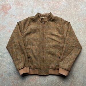 Peter Christian Harris Tweed Bomber Jacket Plaid Men's Classic Wool Outerwear